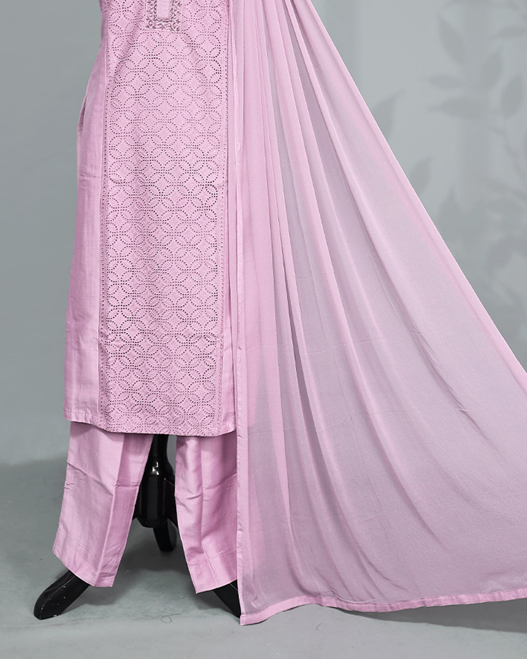 Pink colour Salwar set comes top with Beats & cutbeats on body, paired with matching bottom and dupatta.