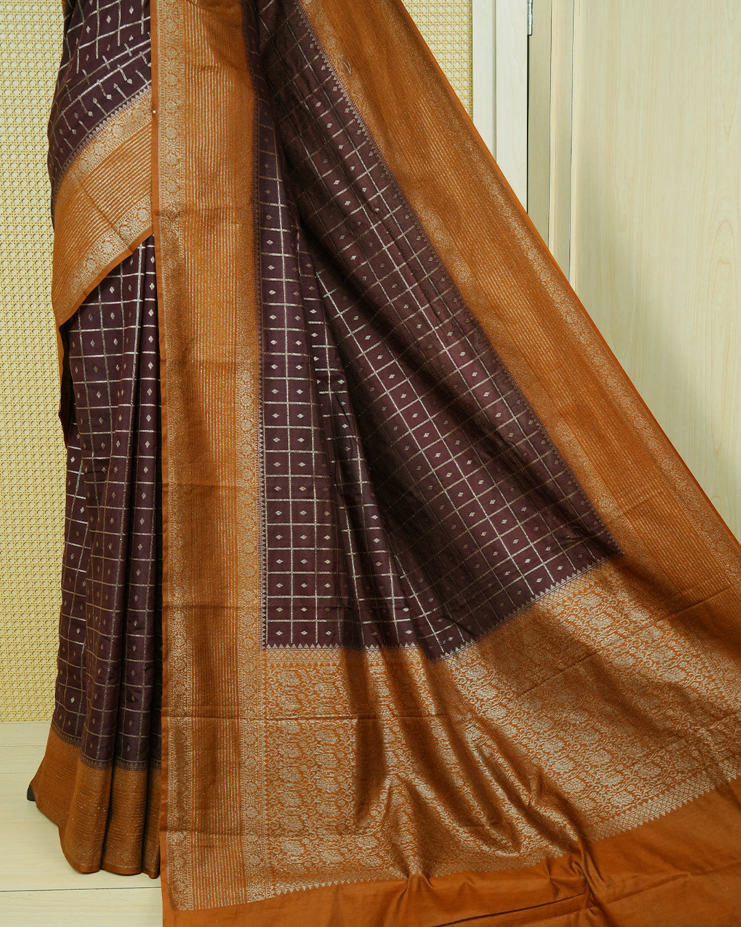 Coffee brown colour soft silk saree