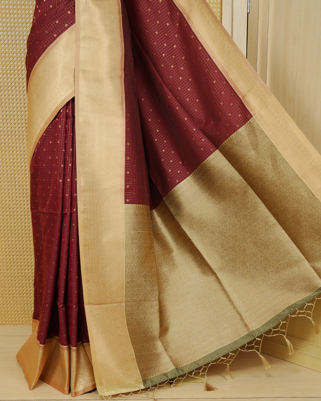 Maroon colour soft silk saree