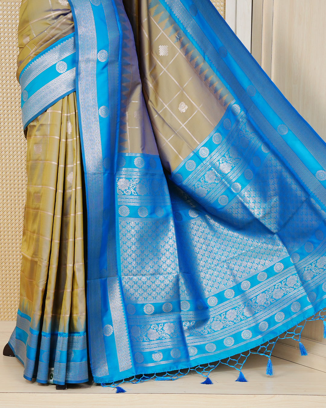 Olive colour soft silk saree