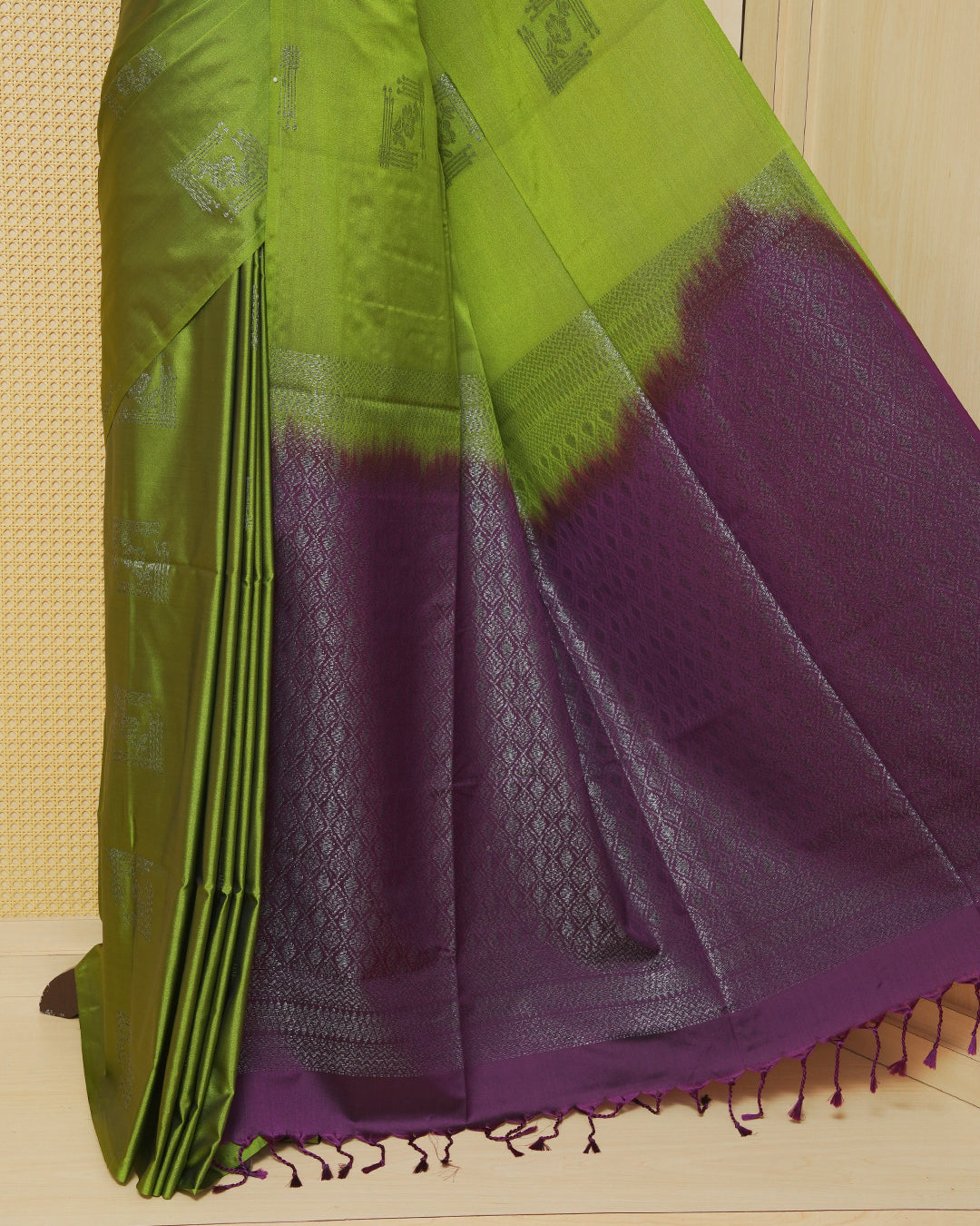 Light olive colour soft silk saree