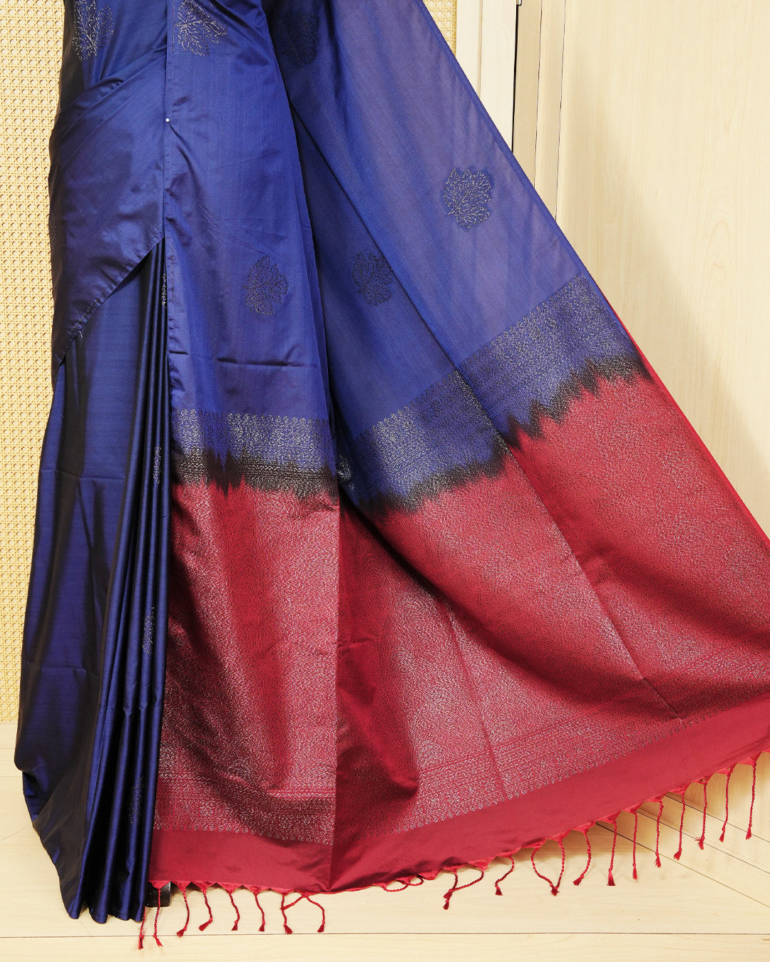Navy blue colour soft silk saree