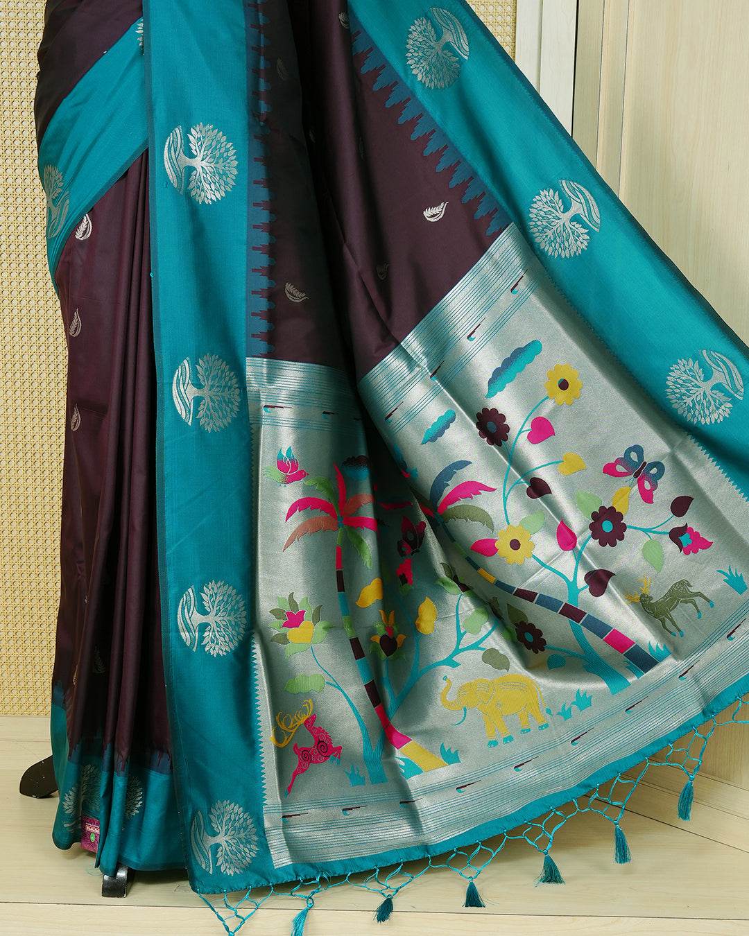 Dark chocolate colour soft silk saree