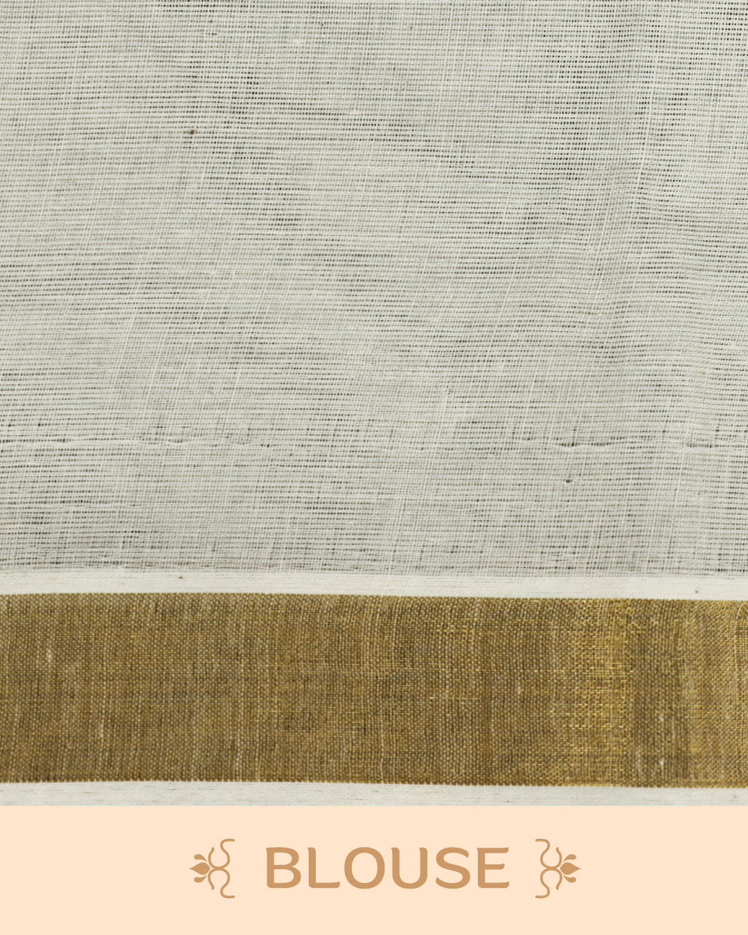 Cream colour Kerala saree Featuring an Elegant plain body, complemented by a classic simple gold zari border, matching blouse piece.