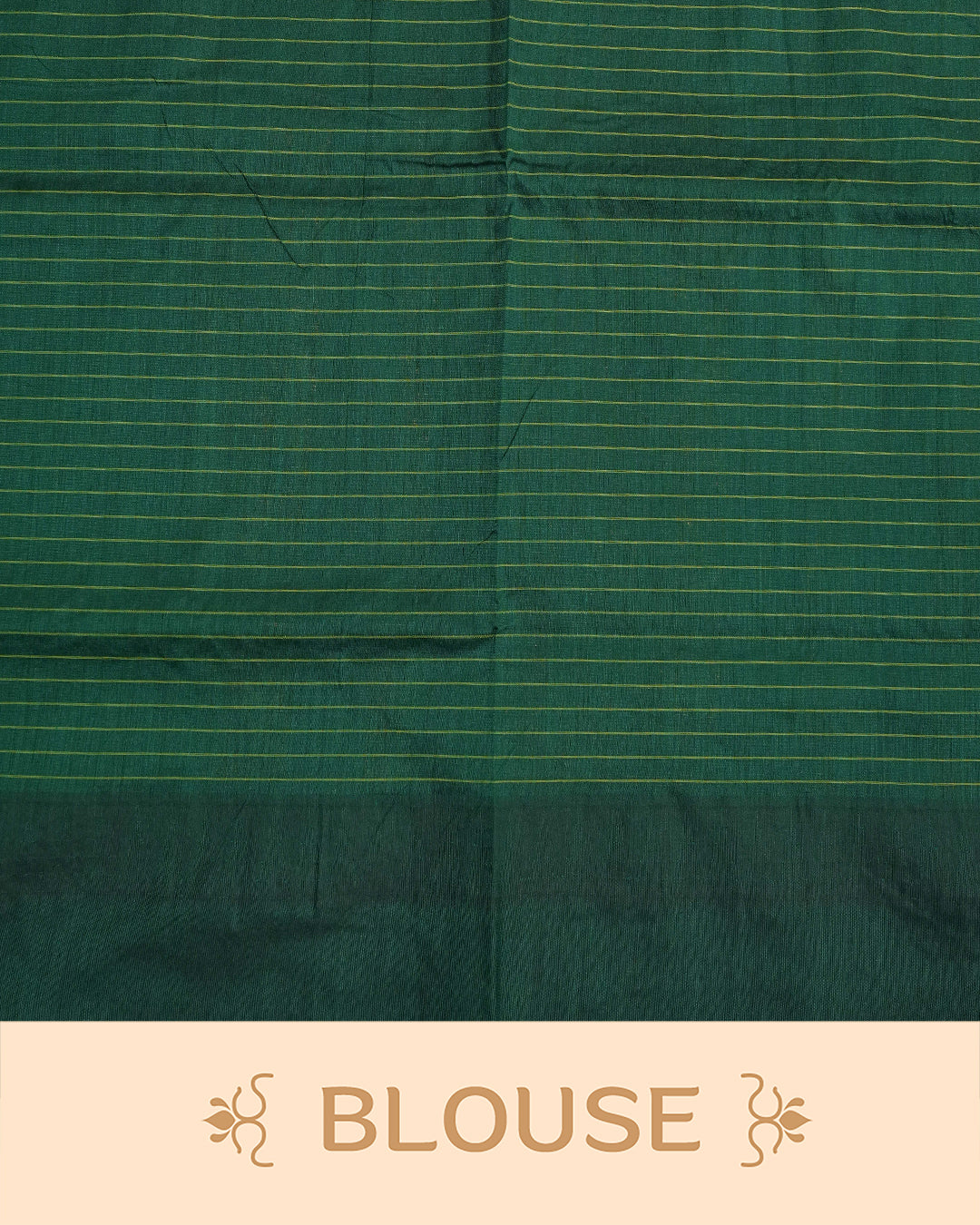 Green colour kalyani cotton saree featuring  check pattern on body, complemented by Dark Green colour with Antique zari border, paired with matching blouse piece