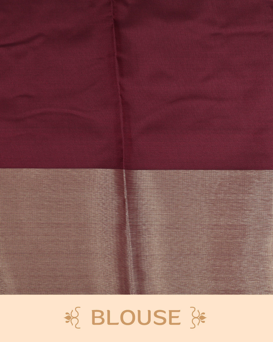 Maroon colour saree featuring a plain body, complemented by a Bavanchi border and contrast pallu, paired with a matching blouse piece.