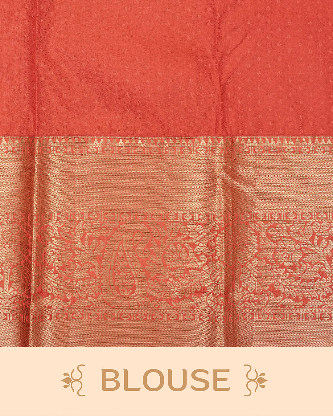 Dark green semi wedding saree with elegant gold zari floral motifs On Body, complemented by a contrast Red zari border and rich traditional pallu. Comes with a matching blouse piece.