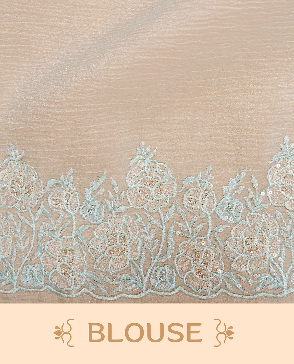 Sky Blue colour Crush organza saree with Cut Beats & Sequins.