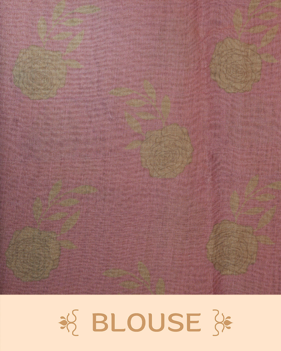 Pink colour Semi tissue saree featuring elegant Rose print with delicate Mirror Work, beautiful Scallop border.