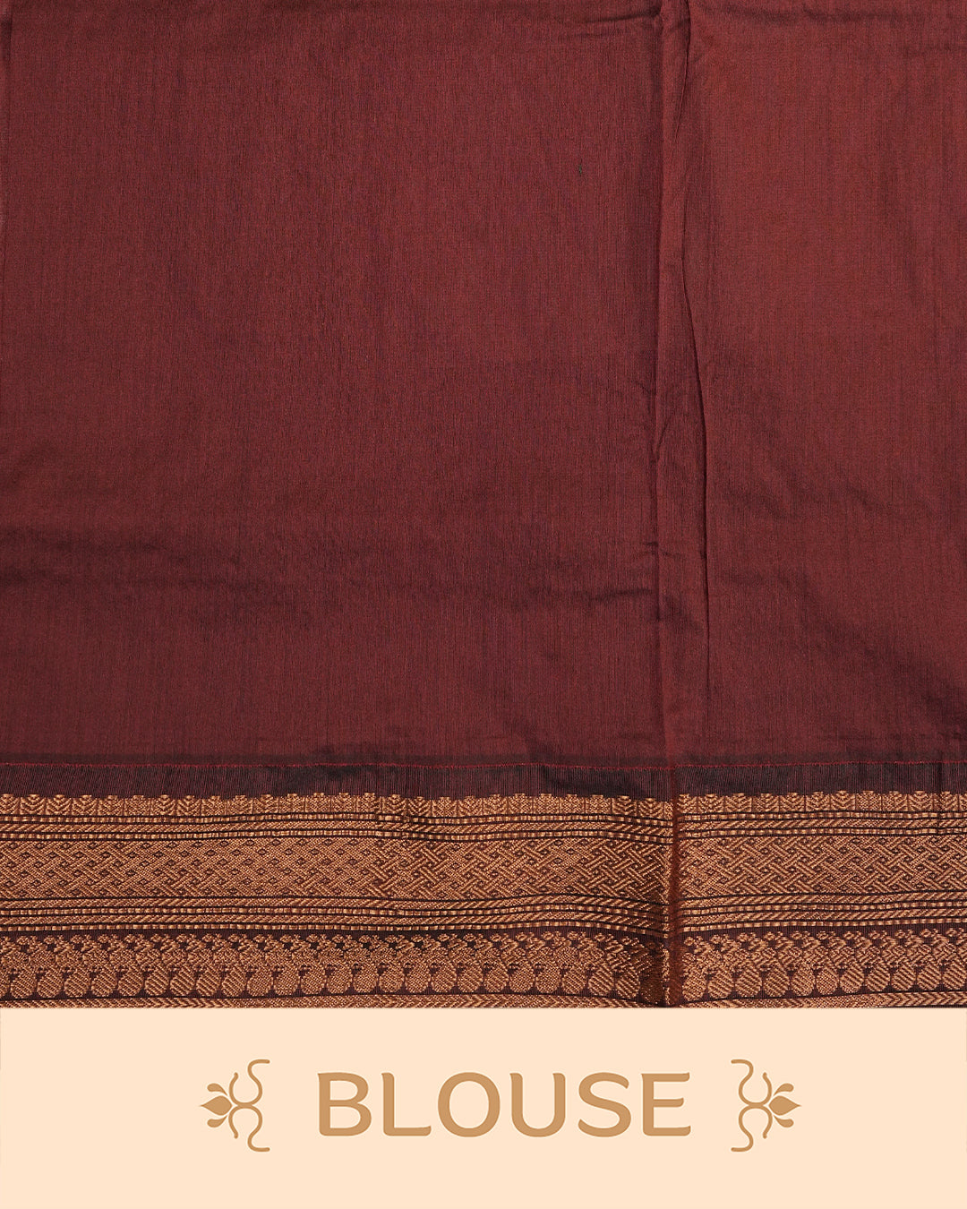 Green Colour Kalyani Cotton Saree Featuring Copper Zari Check Pattern On Body, Complemented By Maroon Colour With Antique Zari Border,Paired With Matching Blouse Piece.