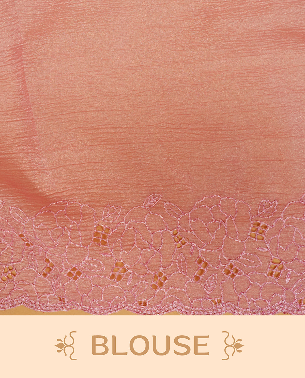 Pastel pink  colour Crush organza saree with Thread work.