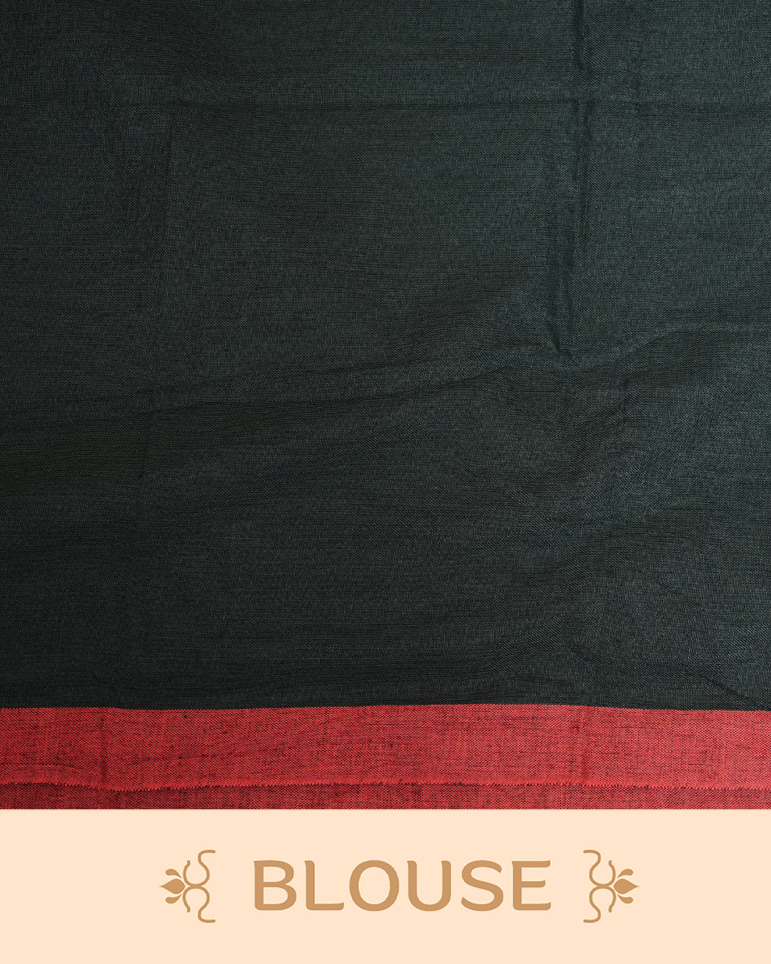 Black colour Mul cotton saree featuring Gold Sequins, complemented by Contrast Red simple Border & tassels.
