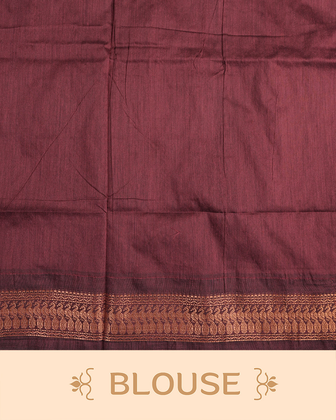 Navy Blue Colour Kalyani cotton saree featuring elegant antique zari peacock butta motifs on the body, complemented by a Maroon contrast pallu with a rich antique zari border, paired with a matching blouse piece