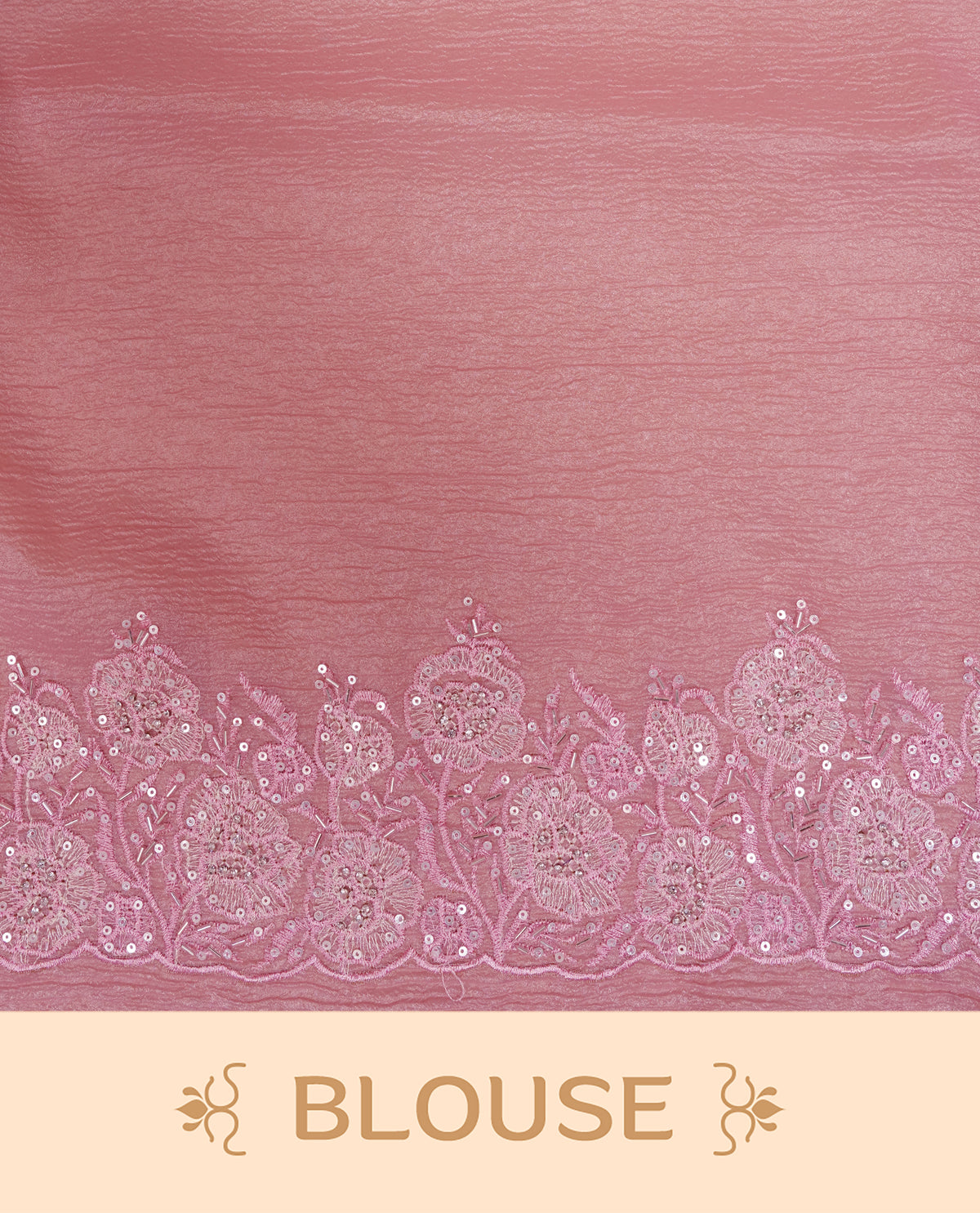 Baby Pink colour Crush organza saree with Cut Beats & Sequins.