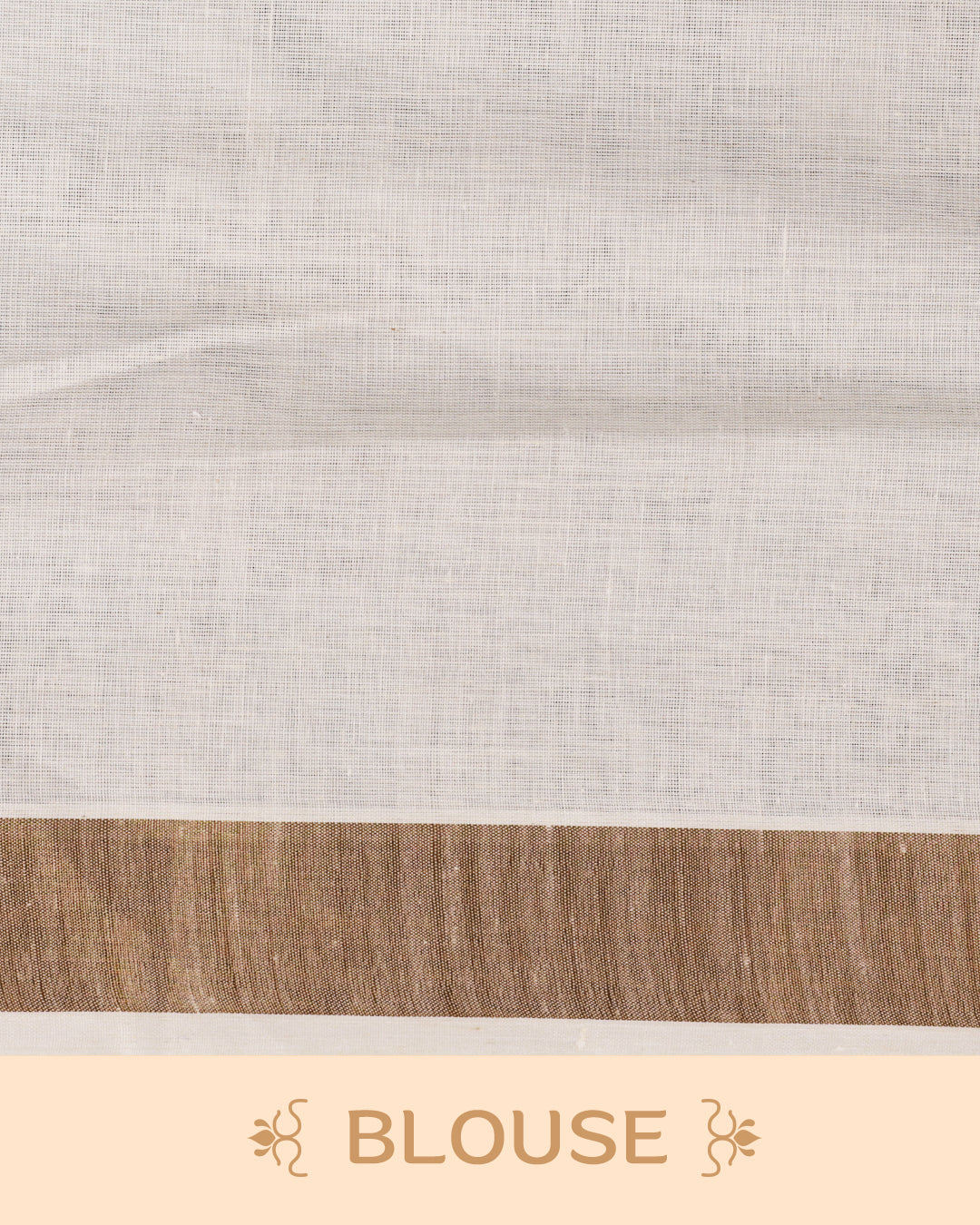 Cream colour Cotton kerala saree featuring Sunflower Embroidery work on the body, complemented by a gold zari Border, paired with a matching blouse piece.
