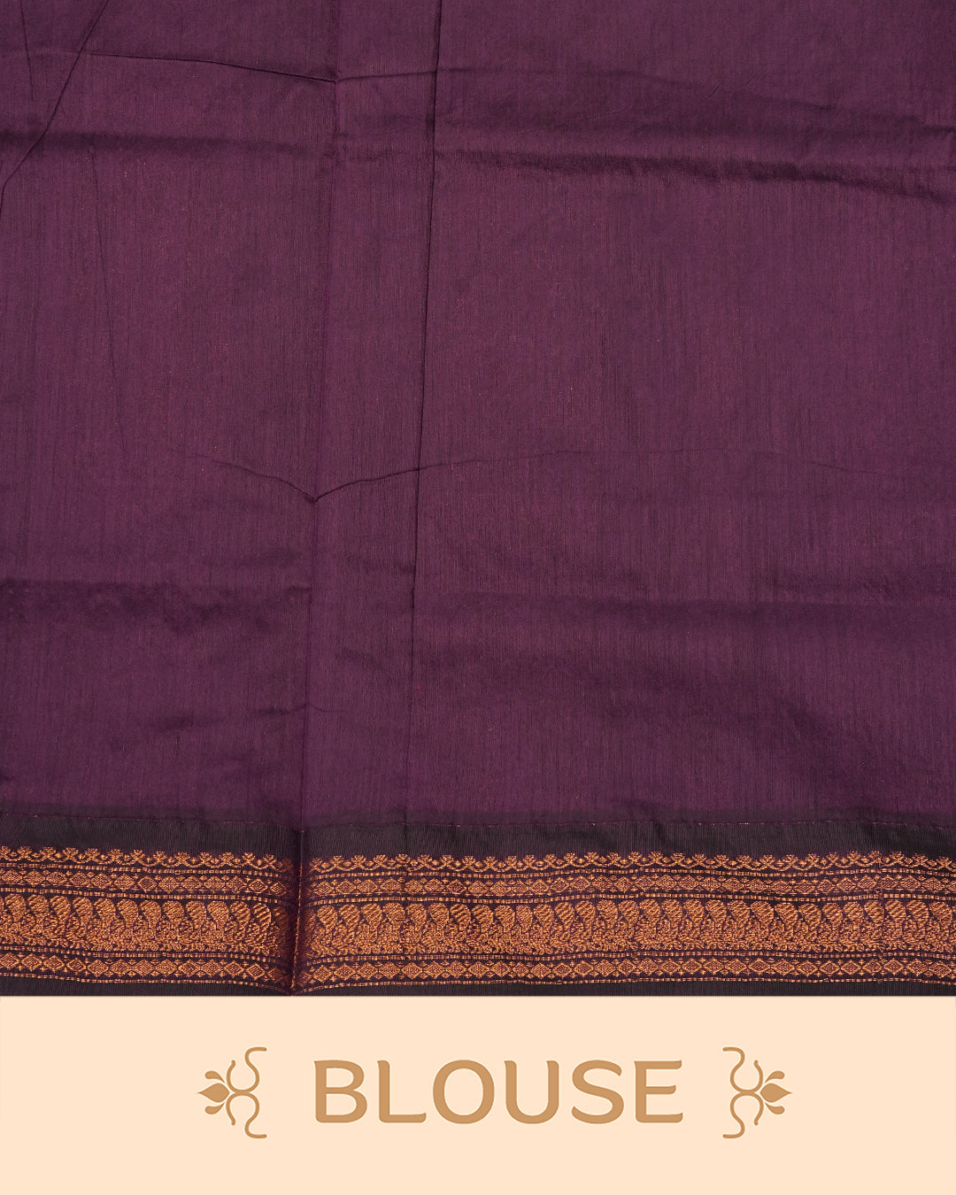 Mustard Yelow colour kalyani cotton saree featuring Grape Colour Peacock pattern on body, complemented by Grape with Grand Copper Zari border, paired with matching blouse piece