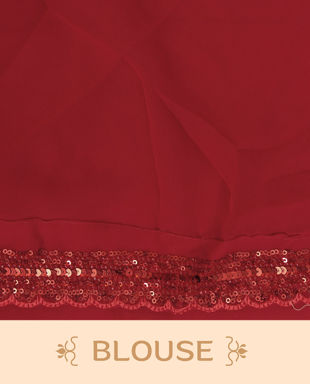 Red colour Organza saree with Cut Beats & Sequins