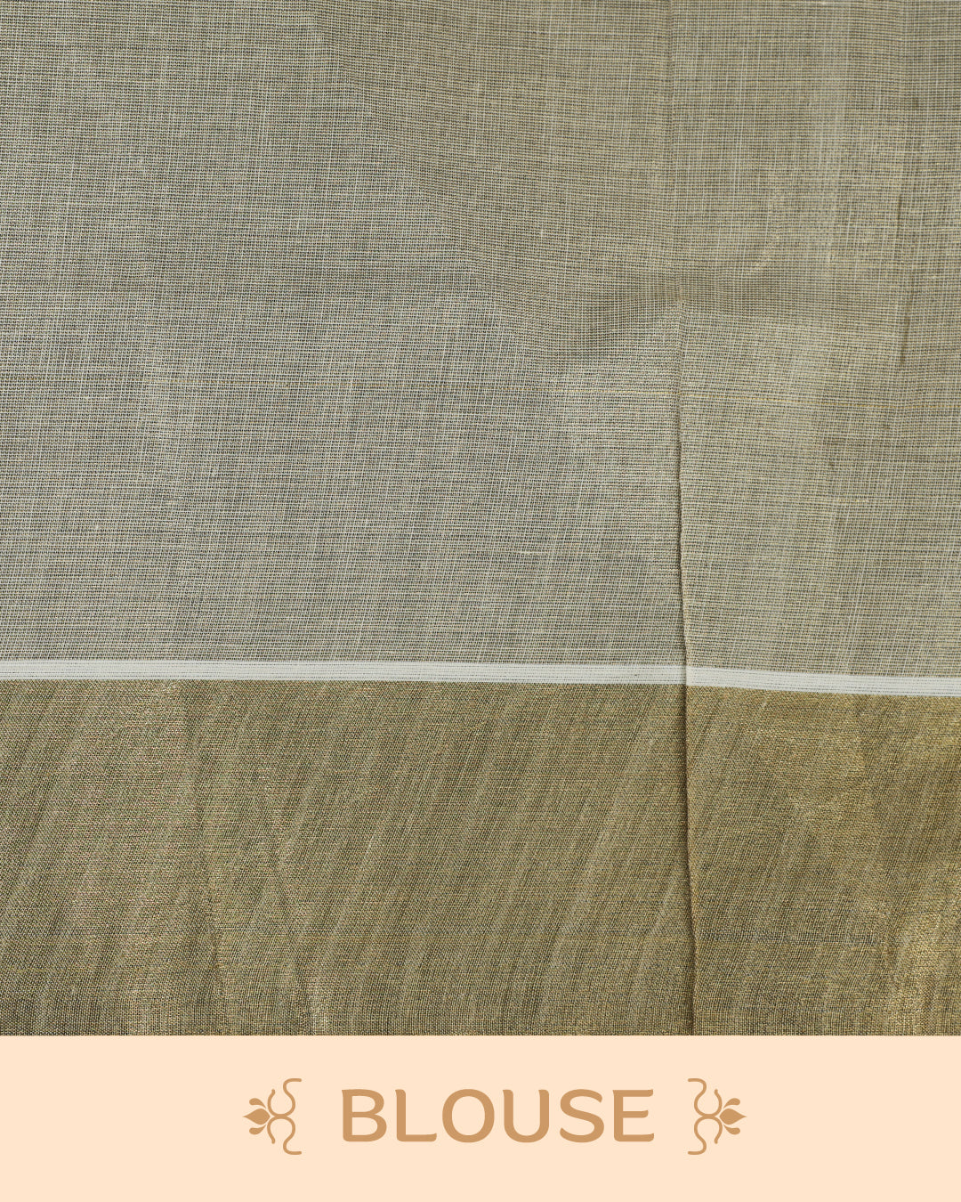Cream colour Tissue Kerala saree Featuring An Elegant body, complemented by a classic gold zari with Indian Art form print on border, matching blouse piece.