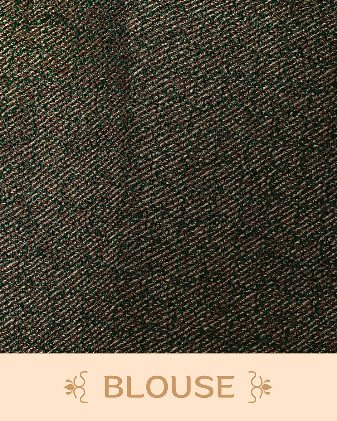 Onion pink colour semi linen saree thread motifs on body, contrast dark forest green colour gold zari border, rich pallu comes with matching blouse piece