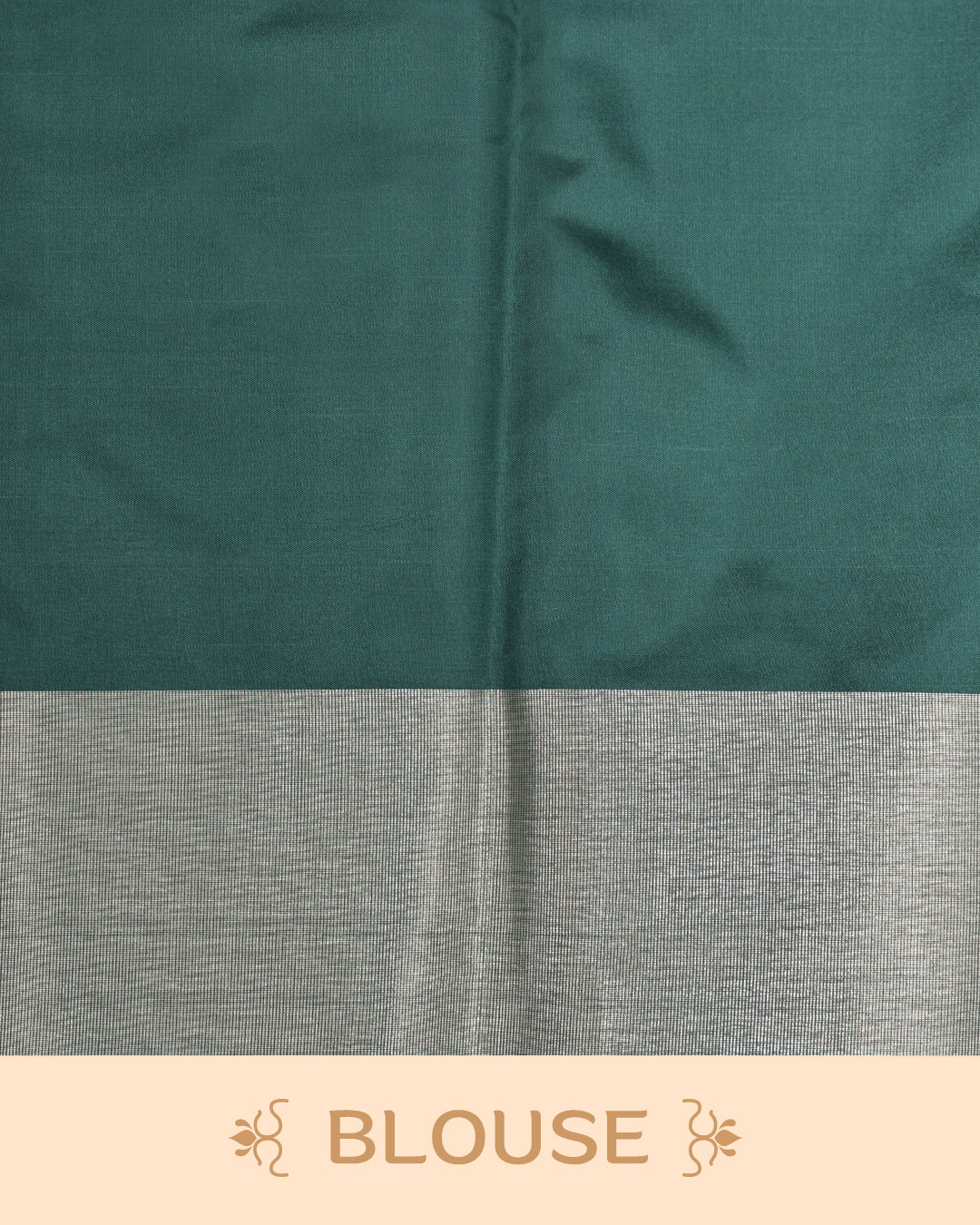 Green colour saree featuring a plain body, complemented by a Bavanchi border and contrast pallu, paired with a matching blouse piece.