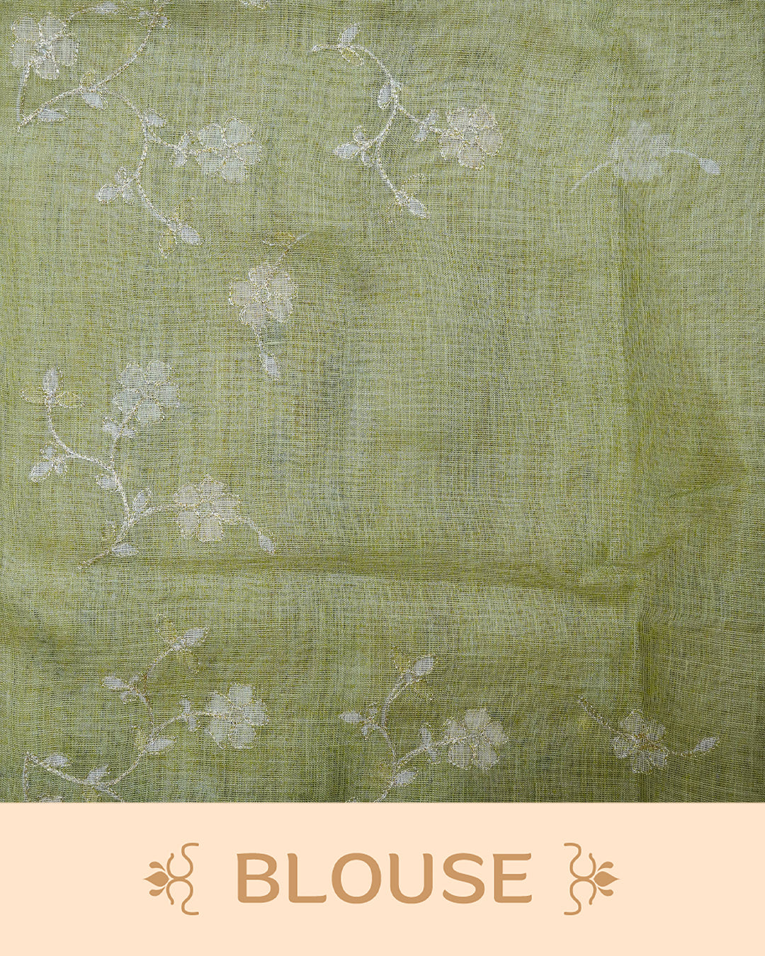Pastel Olive colour linen tissue BKU inspired saree.