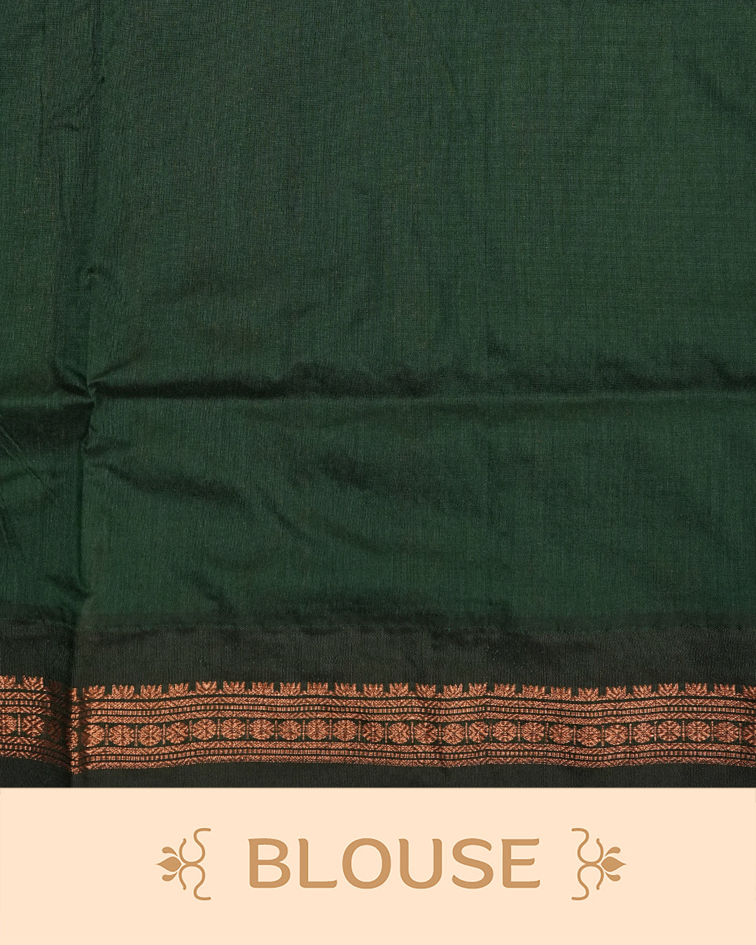 Magenta colour kalyani cotton saree featuring gold zari Floral pattern on body, complemented by Green colour with Gold zari border, paired with matching blouse piece