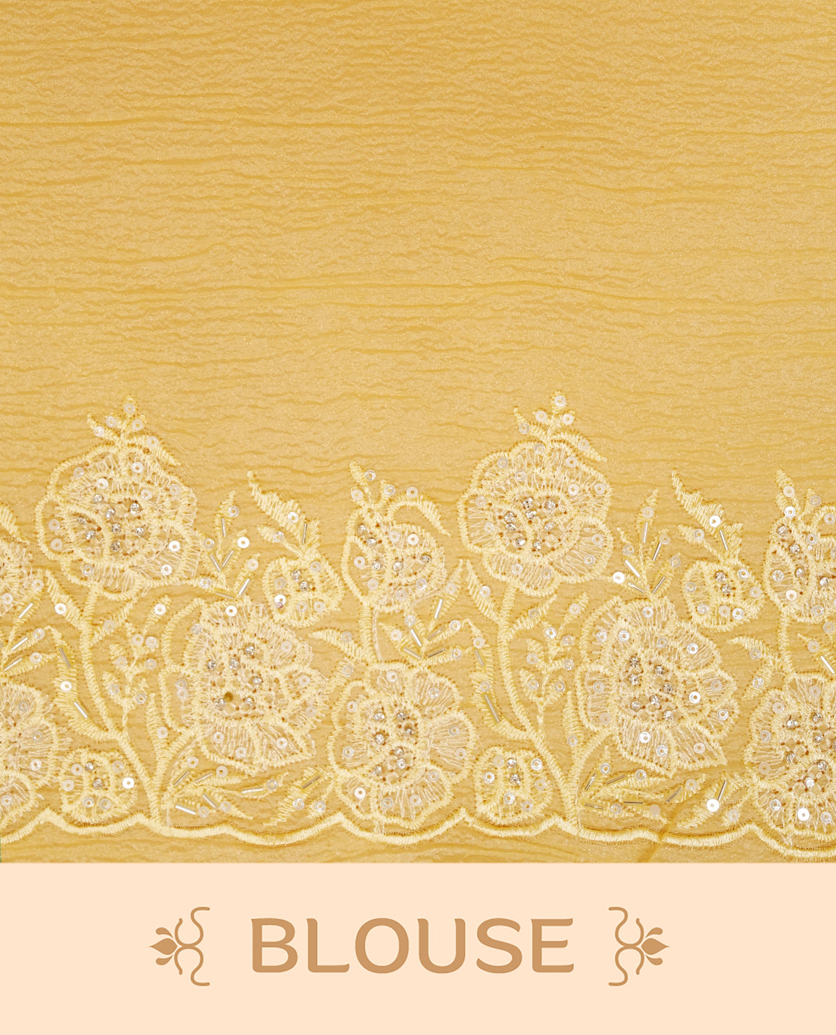 Pastel Yellow colour Crush organza saree with Cut Beats & Sequins.