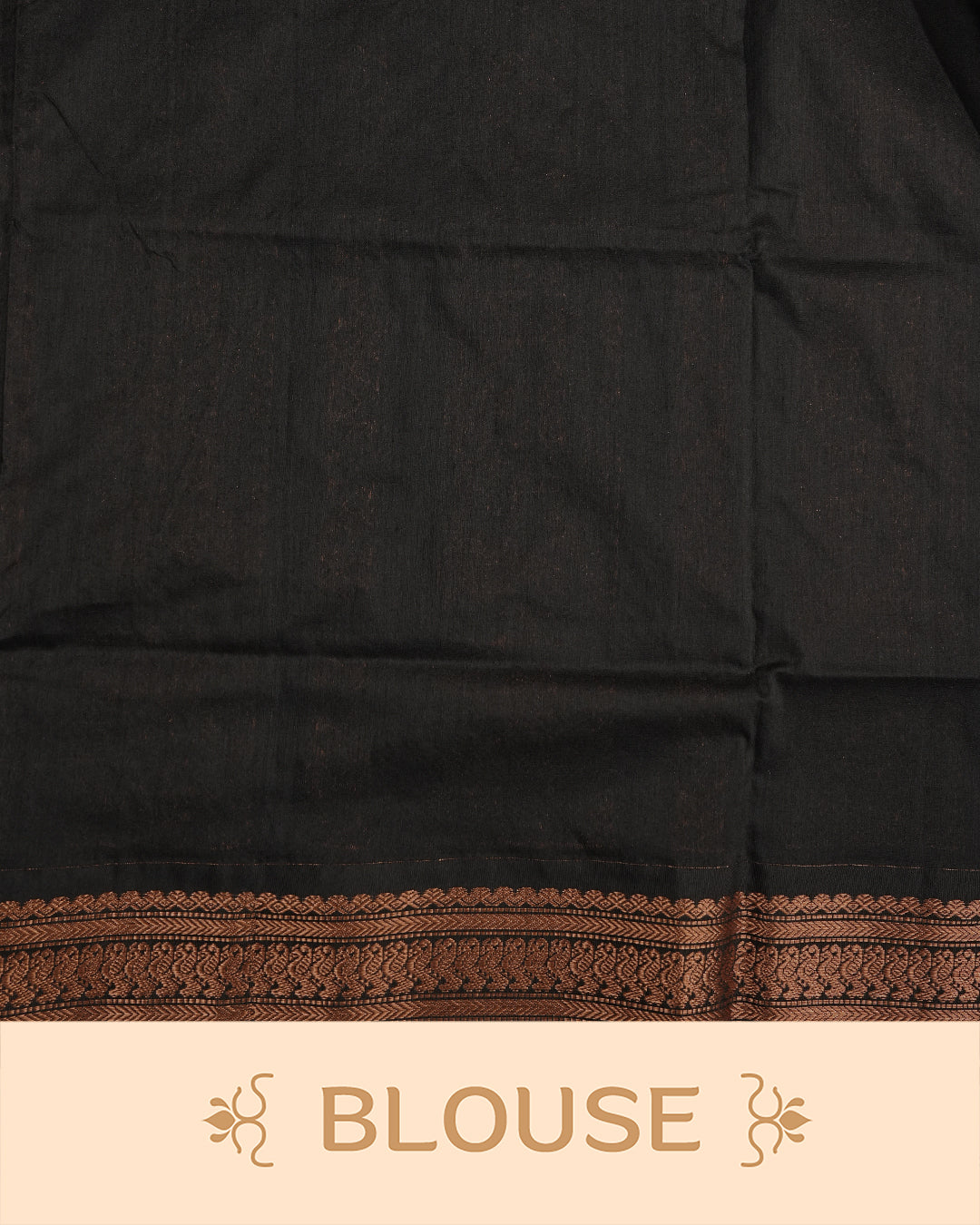 Pink Colour Kalyani Cotton Saree Featuring Gold Zari Patterns on the Body, Complemented by a Black Colour with Gold Zari Border , Paired with a Matching Blouse Piece.