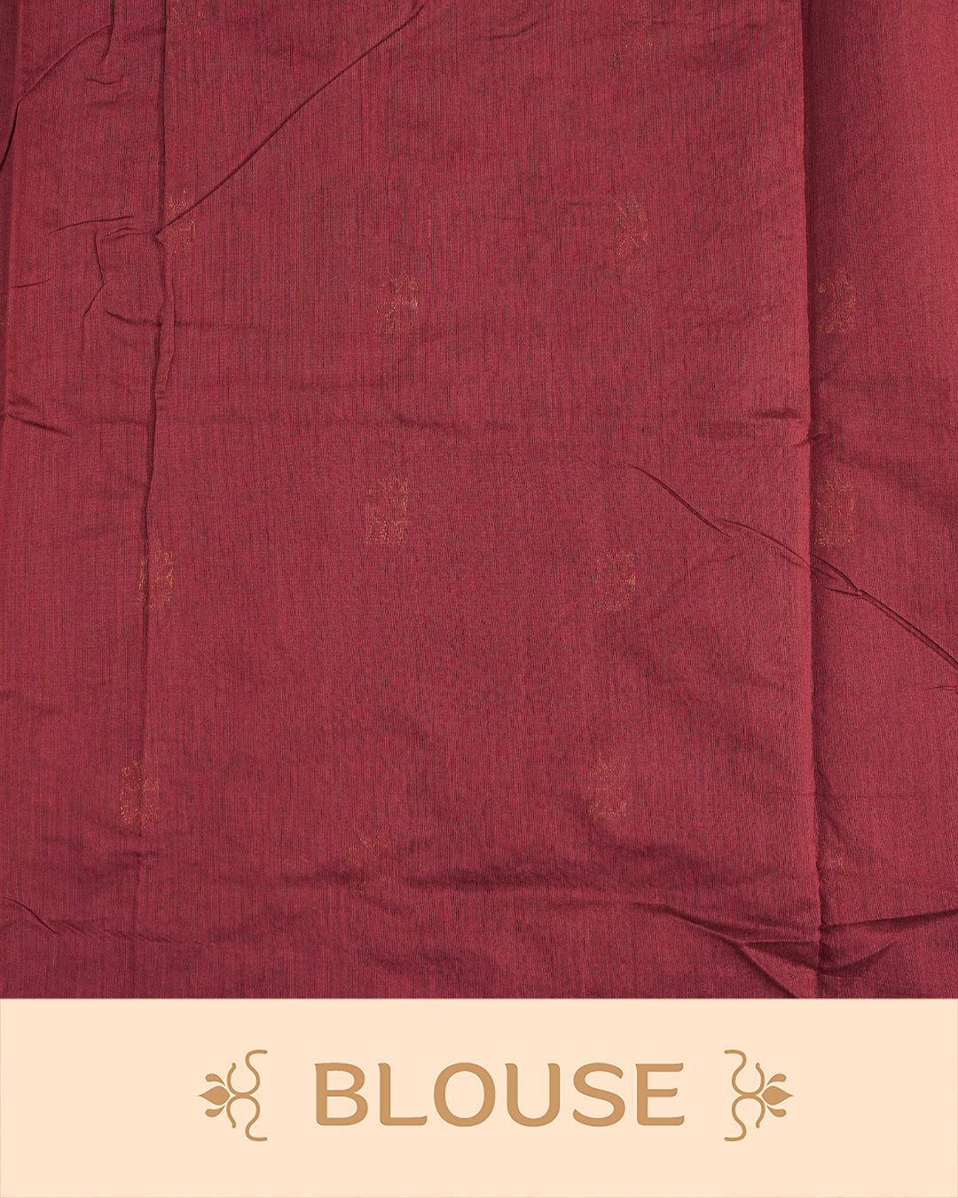 Navy Blue colour kalyani cotton saree featuring gold zari Floral pattern on body, complemented by Maroon colour with Stripes & Floral Gold zari border, paired with matching blouse piece