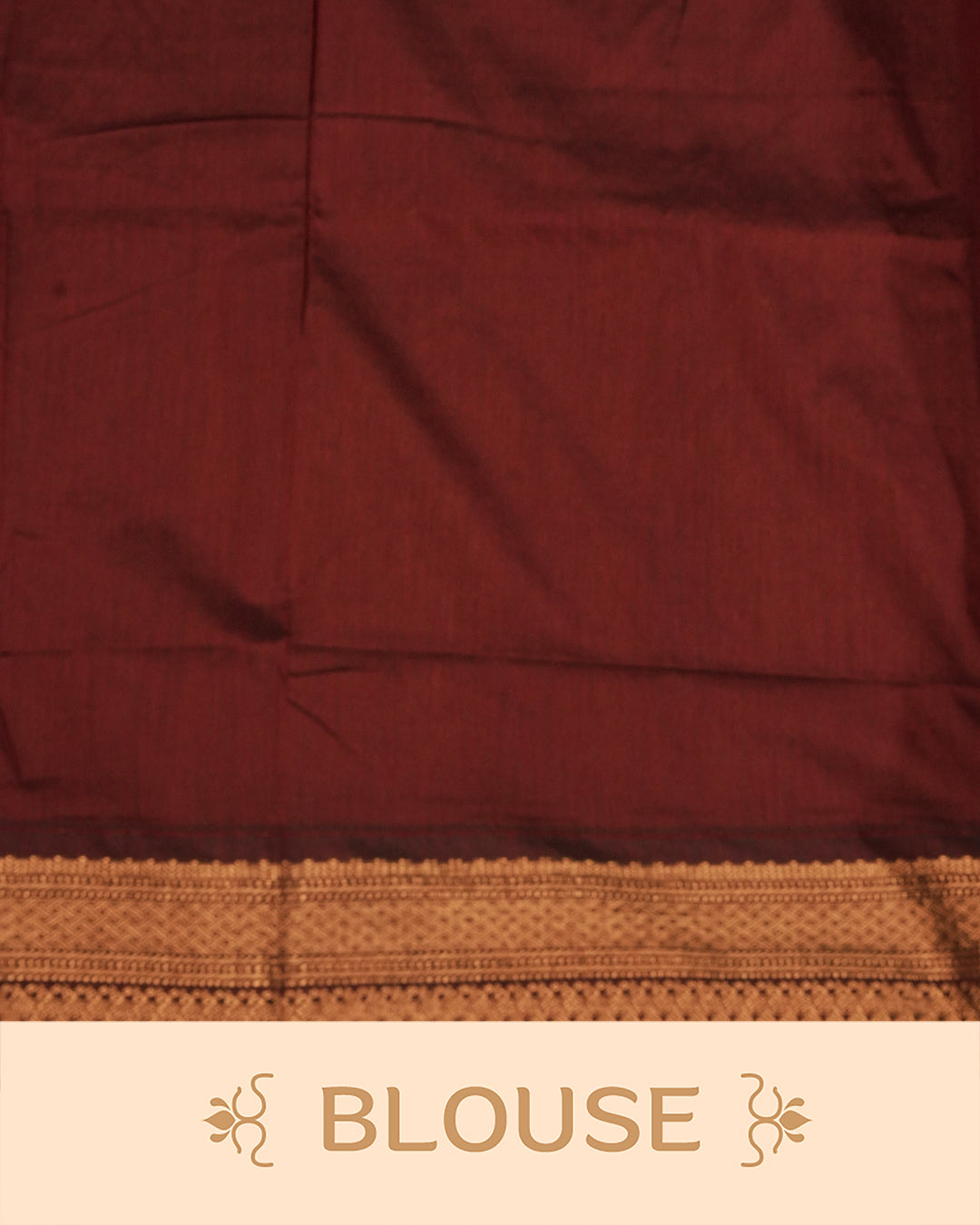Mustard colour kalyani cotton saree featuring Copper zari check pattern on body, complemented by Brown colour with Antique zari border, paired with matching blouse piece