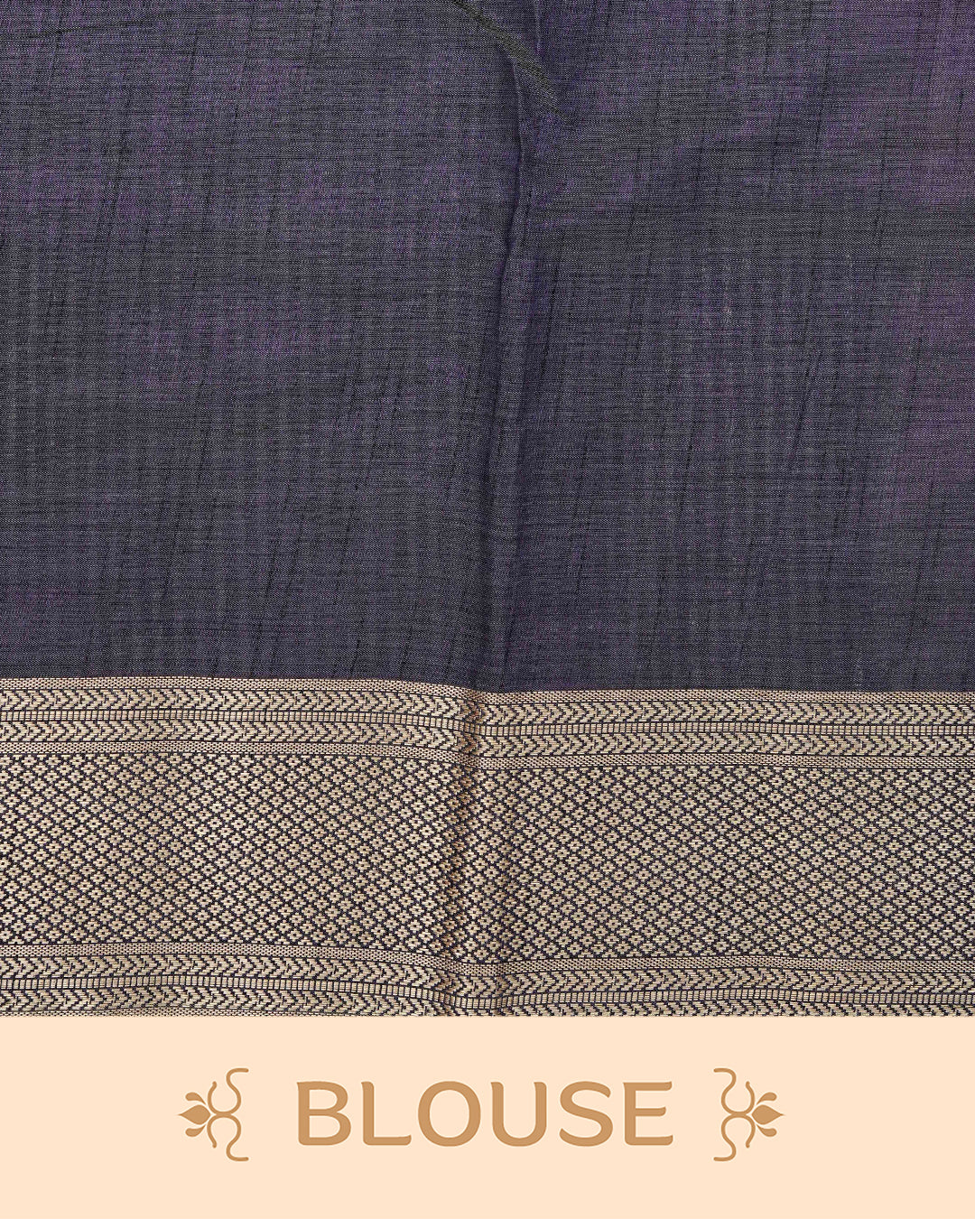 Cream colour Tussar silk saree Featuring Elegant Plain body, complemented by Contrast Navy blue colour with gold zari border, paired with matching blouse piece.