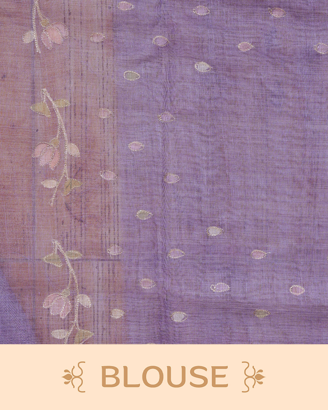 Pastel Lavender colour linen tissue BKU inspired saree.