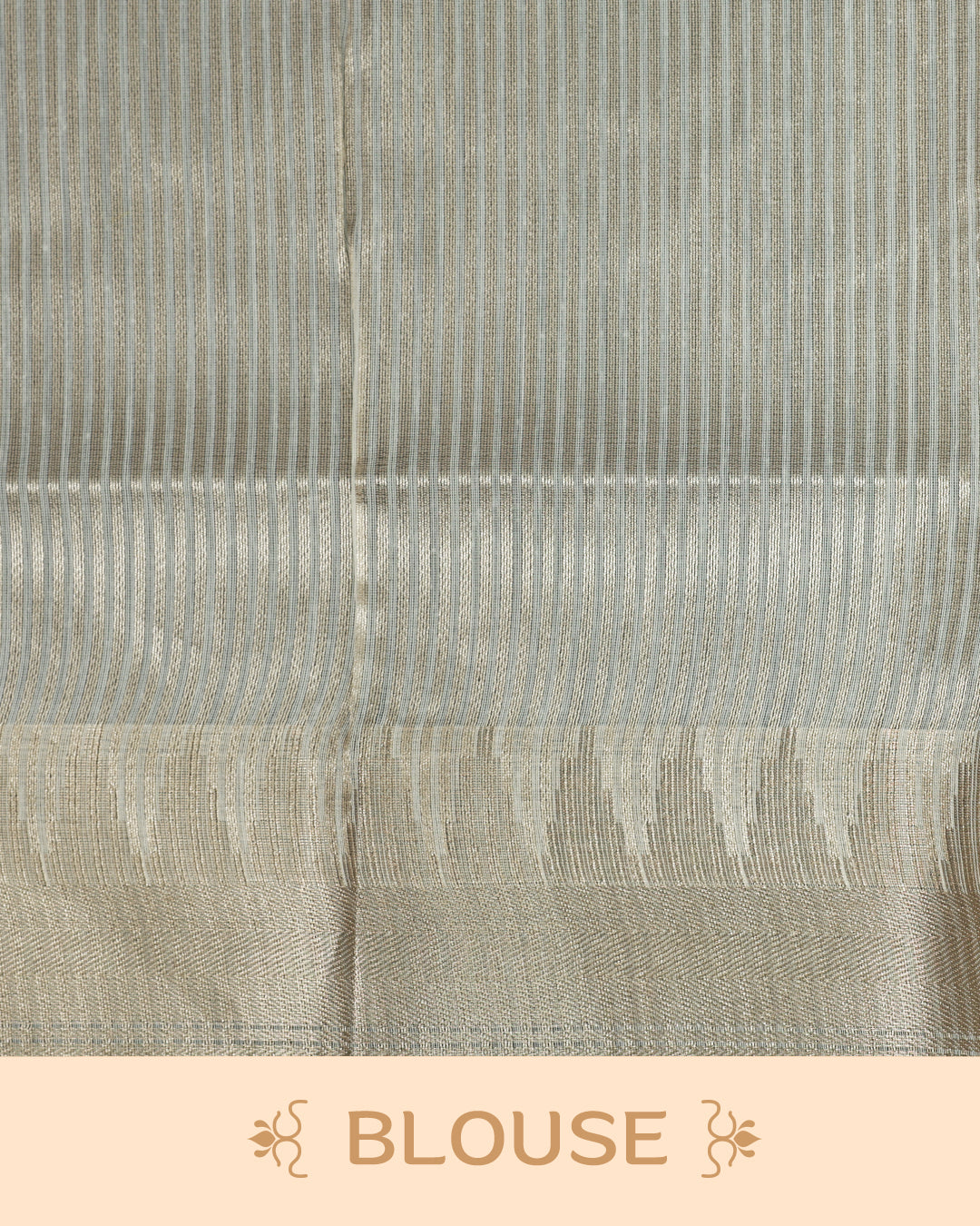 Cream colour Semi chanderi kerala saree featuring Green colour Print on body, complemented by Light Gold zari Border, paired with matching blouse piece.
