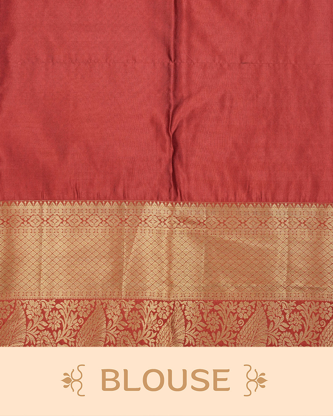 Cream colour semi wedding saree featuring  gold zari Floral kodi  Pattern on body, contrast  Dark Crimson red colour with traditional border, paired with matching blouse piece.