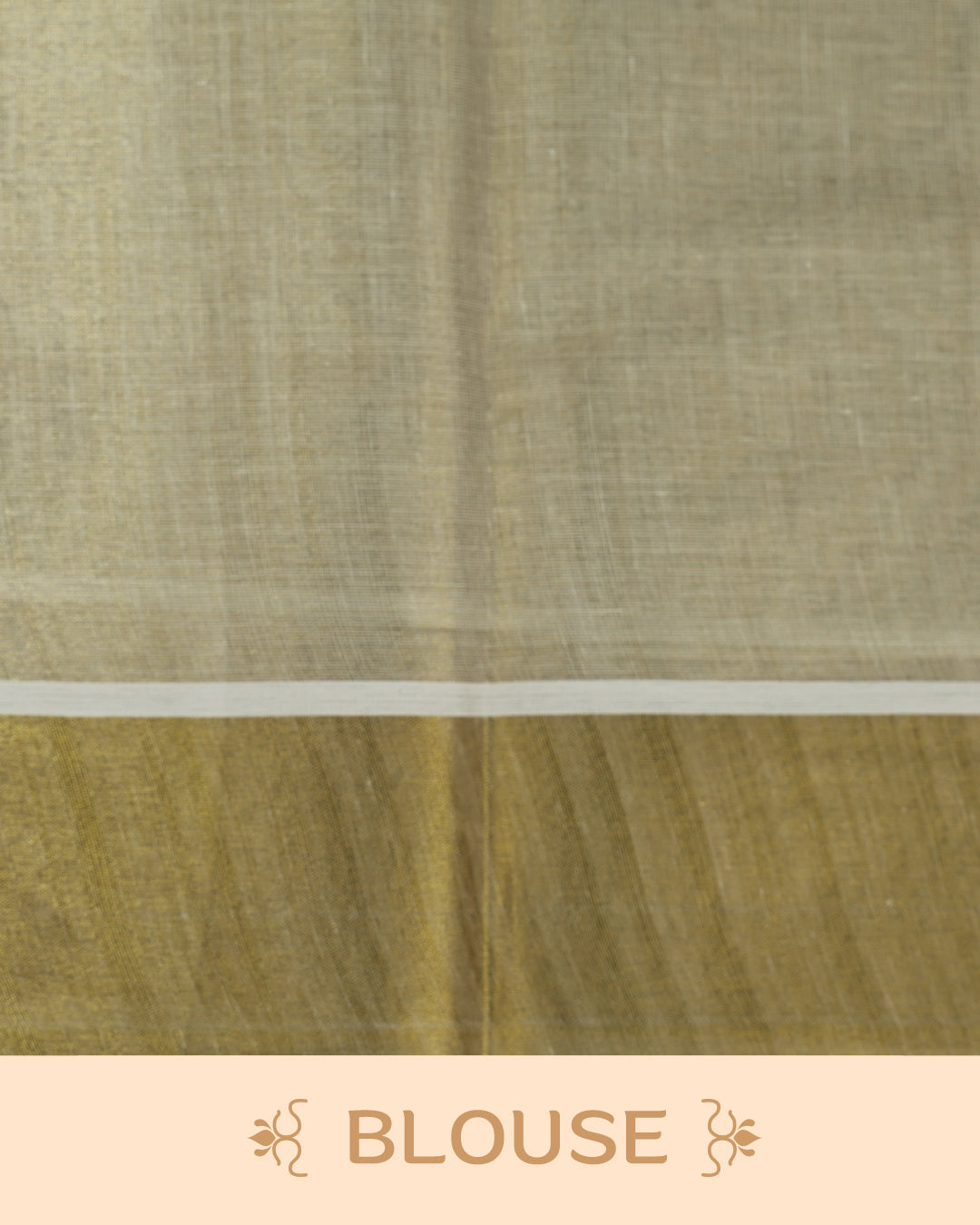 Cream colour Tissue Kerala saree Featuring An Elegant plain body, complemented by a classic gold zari border, matching blouse piece.