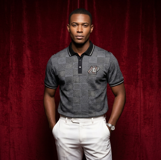 Navy blue colour T shirt featuring collar design neck, Print on body, Half sleeve.
