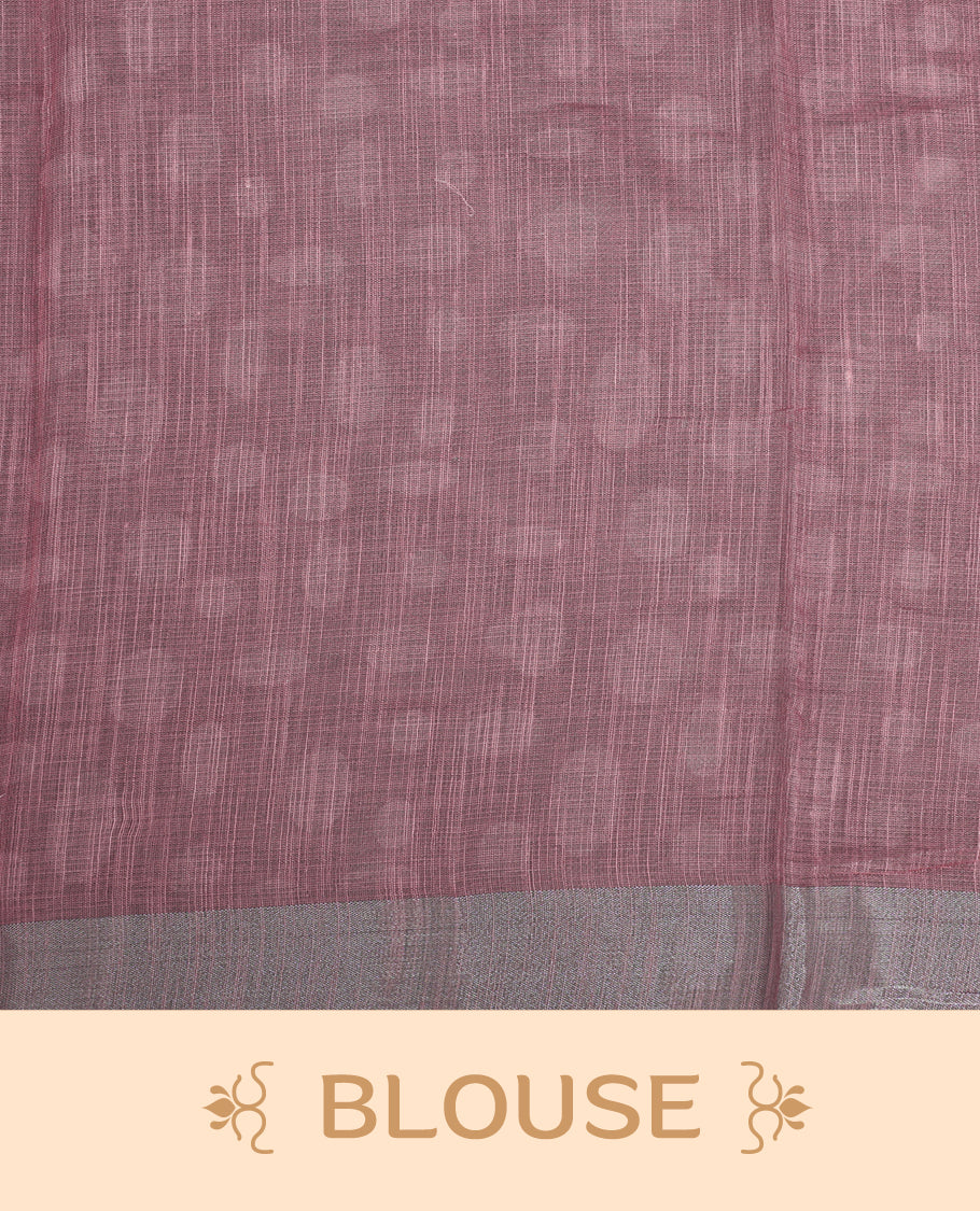 Pink Colour Semi Linen saree featuring digital printed body, Complemented by Borderless finish, comes with matching blouse piece.