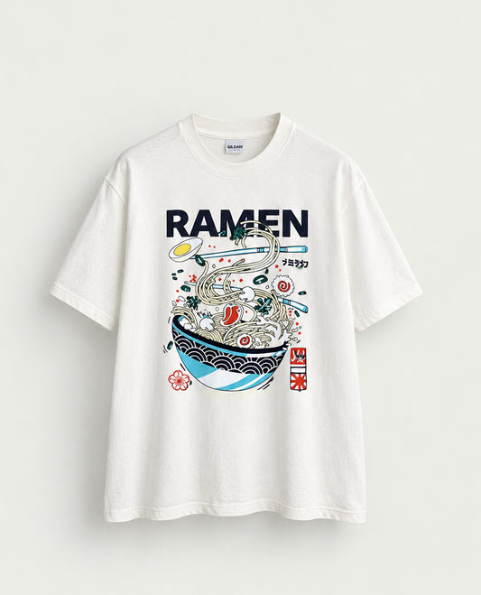 Off white colour Tshirt featuring Round neck, Text on body and Half sleeve.