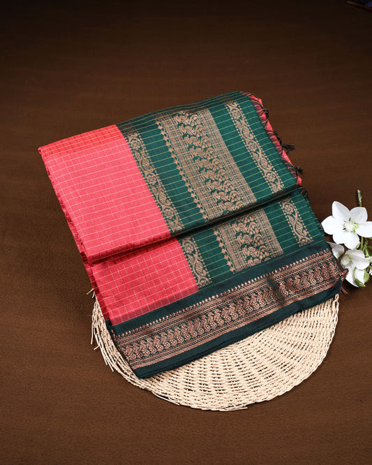Pinkish peach colour Kalyani Cotton Saree