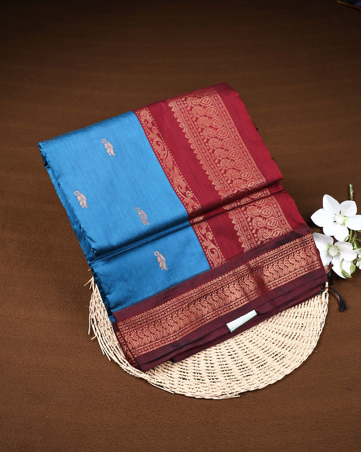 Peacock blue colour Kalyani Cotton Saree
