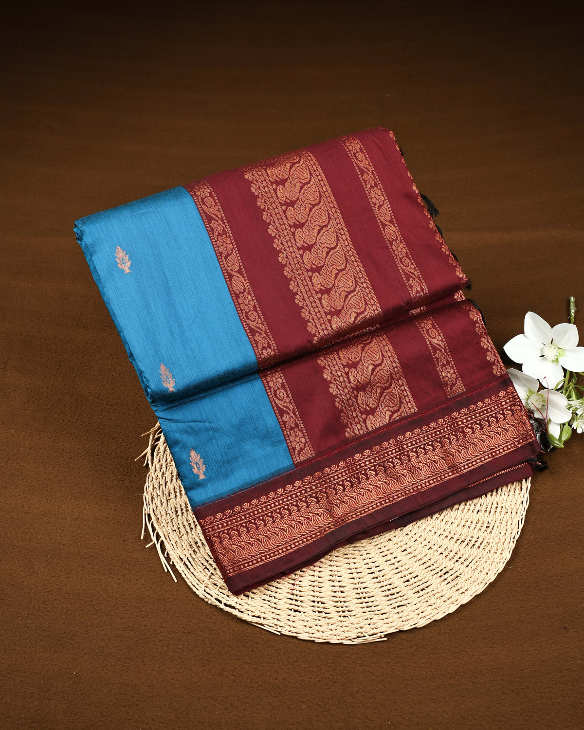 Peacock blue colour Kalyani Cotton Saree
