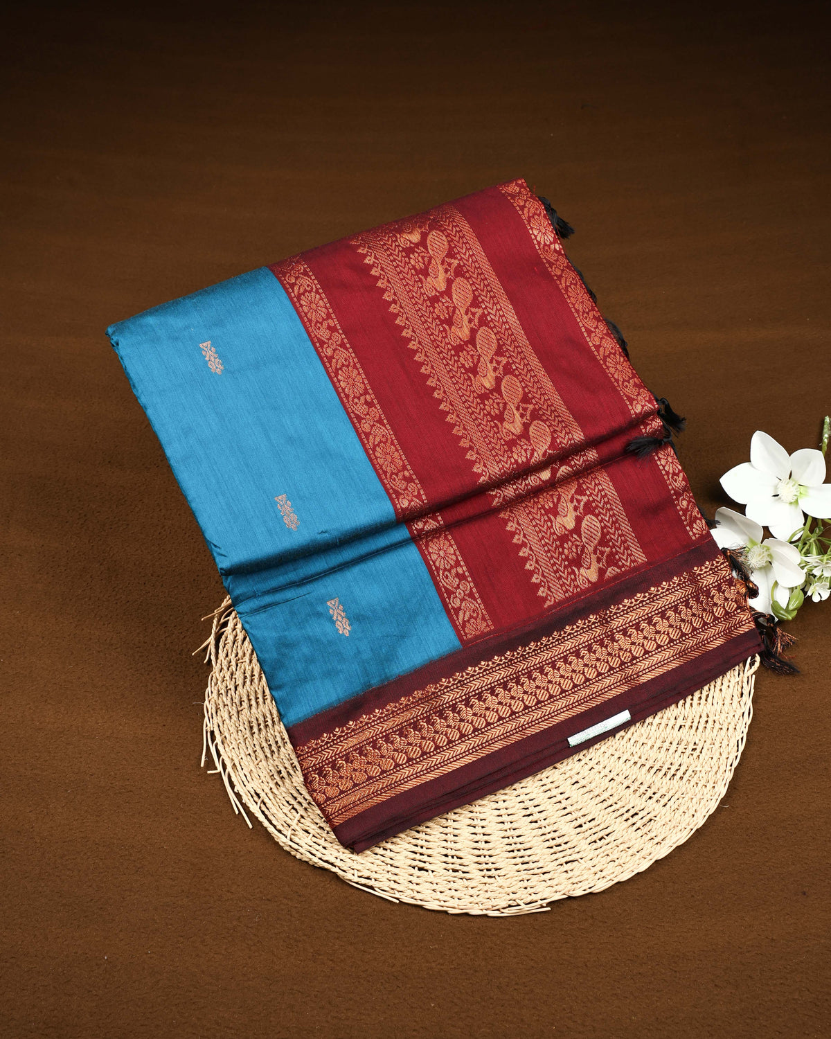 Peacock blue colour Kalyani Cotton Saree