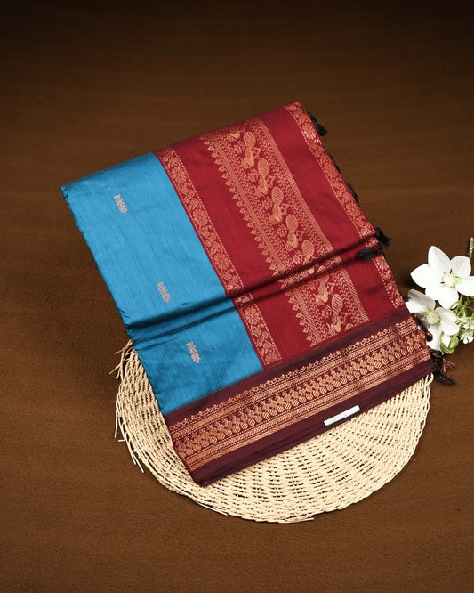 Peacock blue colour Kalyani Cotton Saree
