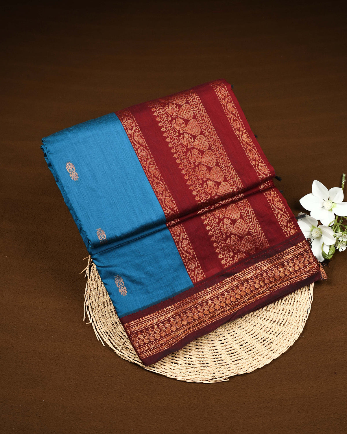 Peacock blue colour Kalyani Cotton Saree