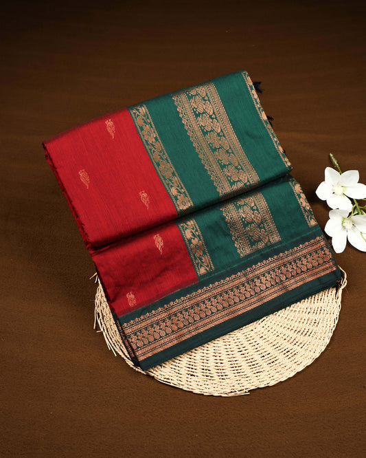 Dark maroon colour Kalyani Cotton Saree