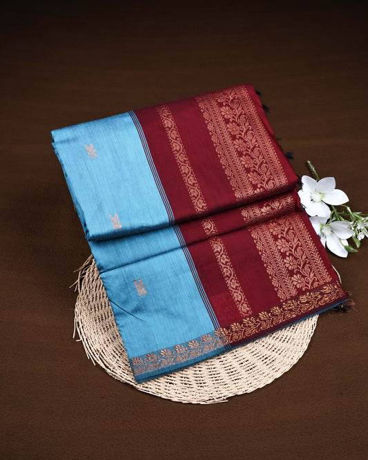 Sky blue colour Kalyani Cotton Saree