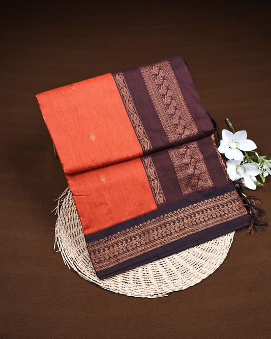 Rust orange colour Kalyani Cotton Saree