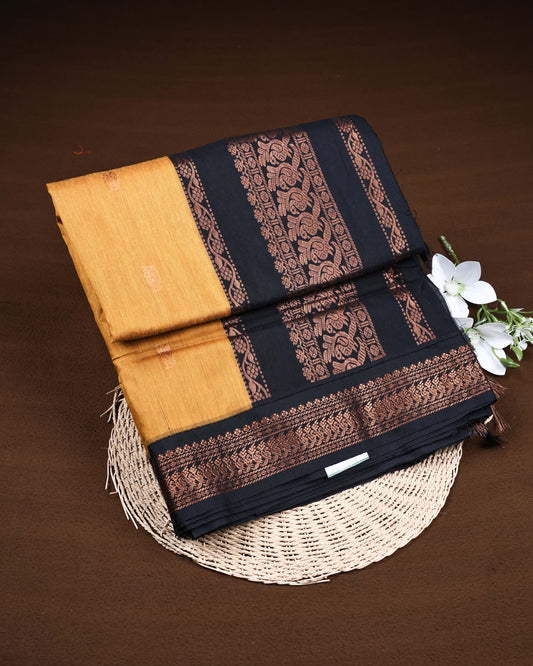 Mustard yellow colour Kalyani Cotton Saree