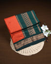 Burnt orange colour Kalyani Cotton Saree