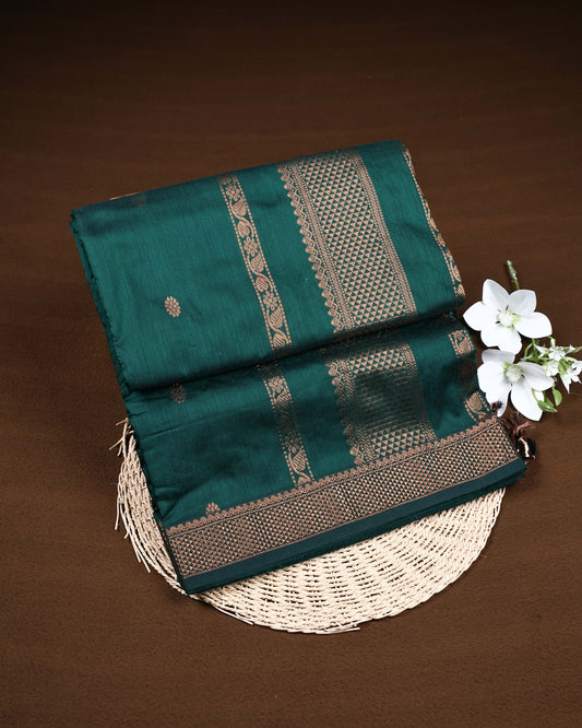 Bottle green colour Kalyani Cotton Saree